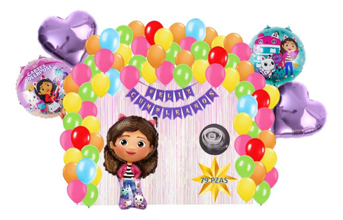 Kit Decoracion Cumpleaños Globos Gaby La Casa De Muñecas 79p