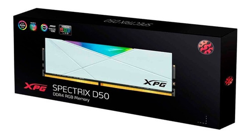 Imagen 4 de 4 de Ram Adata D50 Ddr4 8gb 3000 Blanco Rgb Ax4u300088g16a-sw50