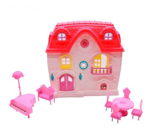 Casa Para Muñeca Con 8 Muebles