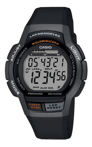 Reloj Casio Para Hombre Ws-1000h Correa Negro Bisel Negro Fondo Negro