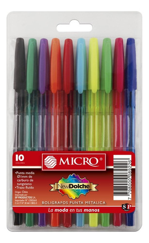 Bolígrafo Micro Dolche Estuche X10 Colores Surtidos Simball