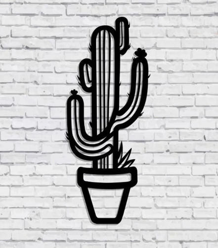 Cuadro Cactus2 Calado En Madera Y Pintado 82 X 40 Cmts.