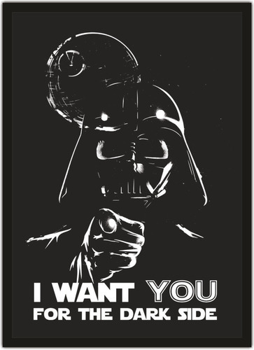 Quadro Decorativo Nerdy Geek Darth Vader Com Moldura