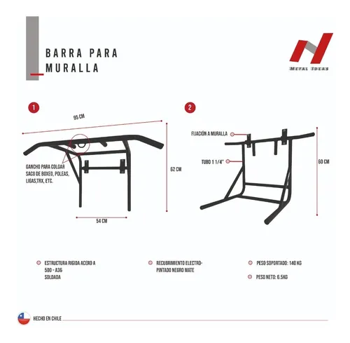 Barra de muralla multi funcional de dominadas Wg95