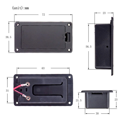 Caja De Batería De 9v Soporte Para Guitarra Activa Bajo