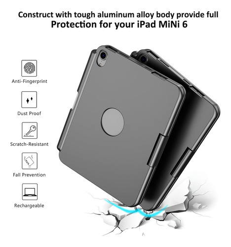 Funda Con Teclado Compatible Con iPad Mini 6.ª Gen., Negro