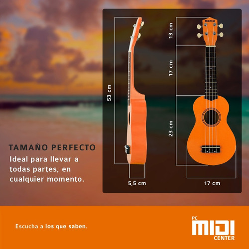 Imagen 4 de 10 de Ukelele Soprano Midiplus Madera Varios Colores + Funda