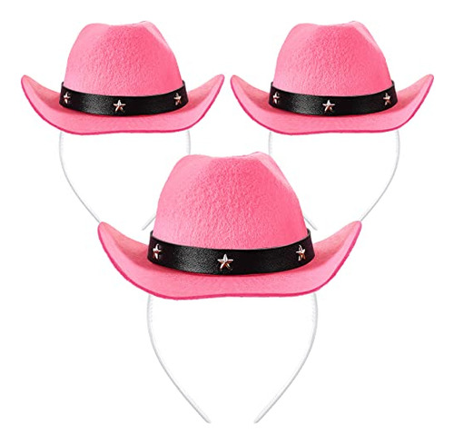 Diadema Para Fiesta De Vaquero Con Sombrero Rosa 3 Piezas
