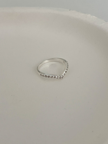 Anillo En Forma V Pico Cubic Brillo Minimalista De Plata Plateado 7