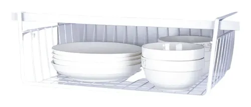 Cesta Colgante Extensible Para Estantería (ajuste 38-70 Cm) - Organizador De Malla Metálica, Ideal Para Armarios De Cocina, Despensa O Baño (color Blanco)