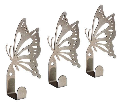 3 Porta Llaves De Pared Moderno Figura De Mariposa 1 Gancho Color Bronce