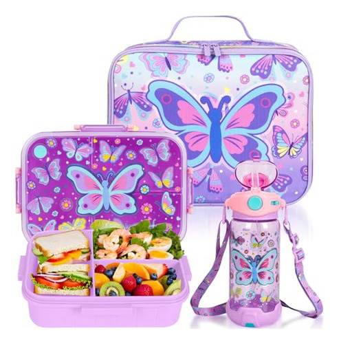 Jgo Lonchera Bento Para Niños Con Recipientes Herméticos De