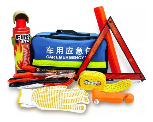 Kit De Emergencia De Carro 6 Piezas Tintor Gancho Guantes