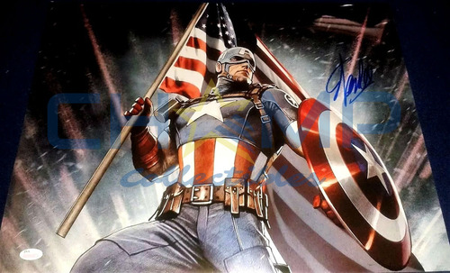 Autografo Stan Lee Captain America Avengers Firmado Poster