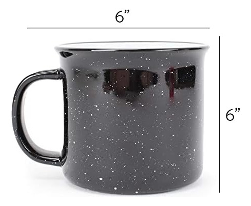 Elanze Speckled Camper Black Juego De 4 Tazas De Café De Cer