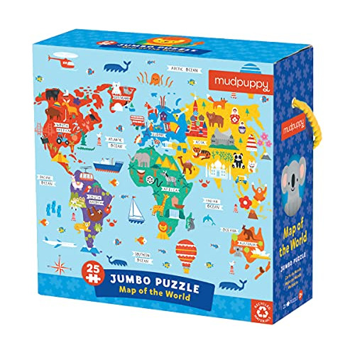 Puzzle Jumbo Del Mapa Del Mundo, 25 Piezas Grandes