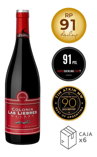 Imagen 2 de 5 de Vino Orgánico Colonia Las Liebres Reserva Malbec Caja X6