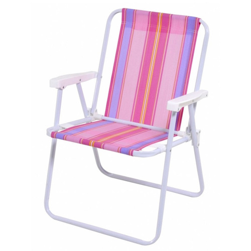 Reposera Alta Silla De Playa Plegable Esmaltada Rosa Y Lila