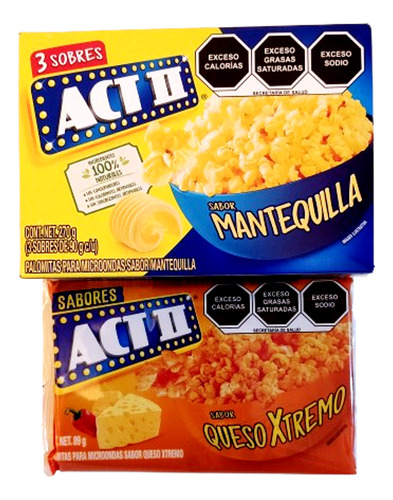 3 Palomitas Act Ii Mantequilla Para Microondas + 1 Gratis