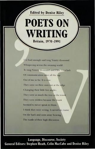 Poets On Writing, De Denise Riley. Editorial Palgrave Macmillan, Tapa Blanda En Inglés