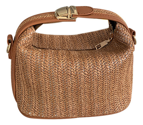 Bolsa Playera 2025,cruzada De Hombro En Fibra Natural Ligera Color Marrón
