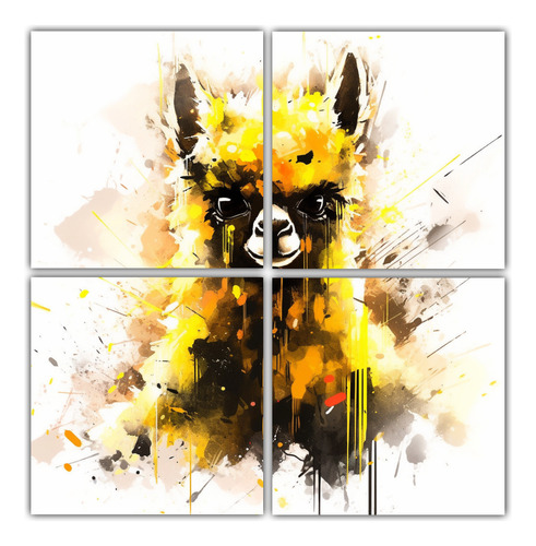 100x100cm Cuadros Decorativos - Composición Alpaca Amarillo