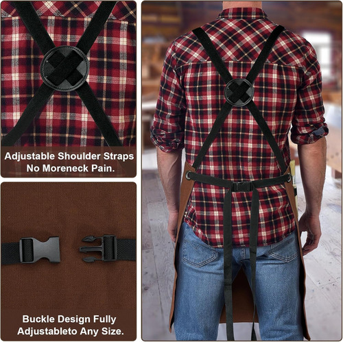 Delantal De Canvas Para Hombres Con Bolsillos, Tallas S-xxxl