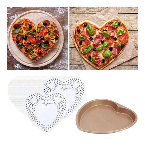 Coração Pizza Pan Aço Carbono Assadeira Folha Prato Diy