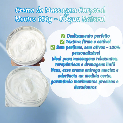 Kit 3x Creme Massagem Neutro 650g Dagua Natural