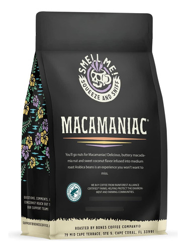 Café Macamaniac 355 G Saborizado Macadamia Y Coco Molido