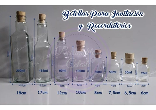 Botellas Frascos  Invitaciones  Recordatorios Envases