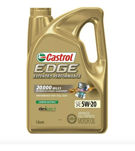 Aceite Castrol Edge 5w20 Extended Sintetico Garrafa 4.73lt