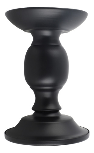 Candelabro Negro Con Forma De Pilar, De Metal Inoxidable, De