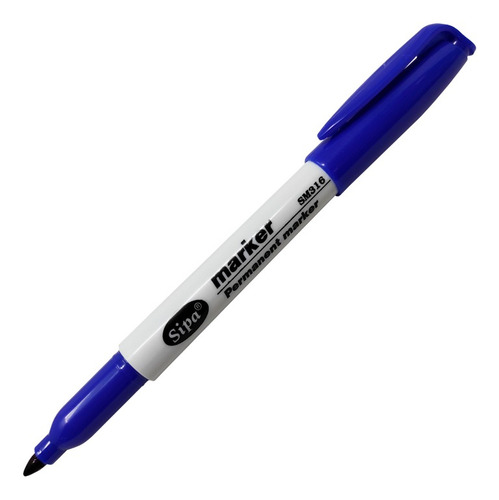 Marcador Permanente Sipa Marker Azul Punto Fino 1.8 Mm10 Pzs