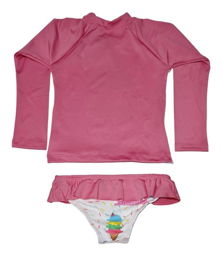 Imagem 2 de 6 de Biquini Infantil Proteção Solar Blusa Manga Longa Uv