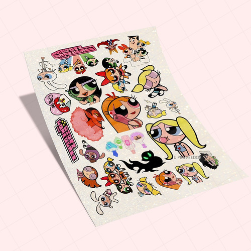 Stikers Niñas Poderosas Vinil Glitter Contra Agua