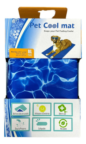 Manta Refrescante De Gel Frio Para Mascotas Talla Xl 96x81cm Color Azul Eléctrico