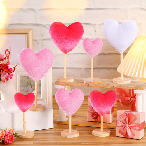 Valentine's Day Decorations Wenqik Velvet Heart Table Decor
