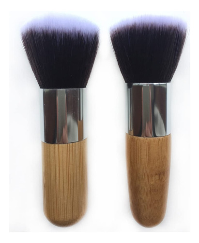 Rn Beauty - 2 Brochas De Maquillaje Con Mango De Bamb Para C