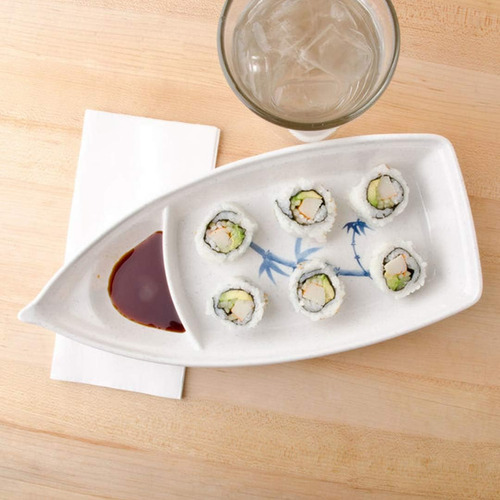 Plato Happy Sales, Para Sushi, Forma De Barco, 25 X 11 Cm