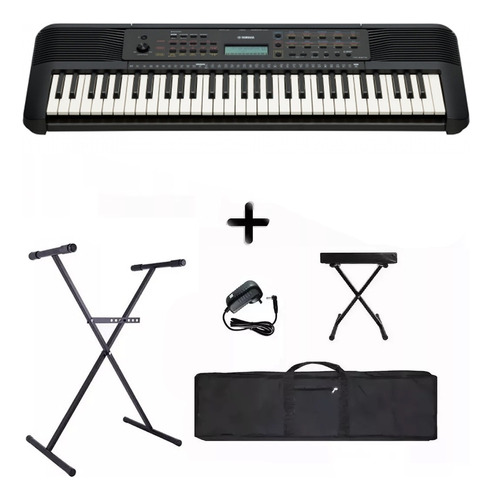 Combo Teclado Yamaha Psr E273 +fuente Soporte Banqueta Funda