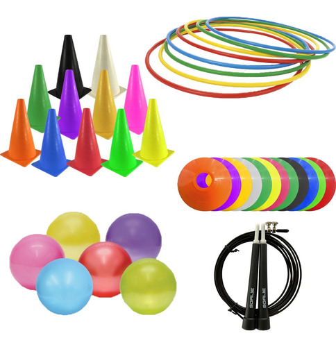 Kit 15 Conos + 10 Platos + 30 Aros + 30 Pelota + 30 Cuerdas
