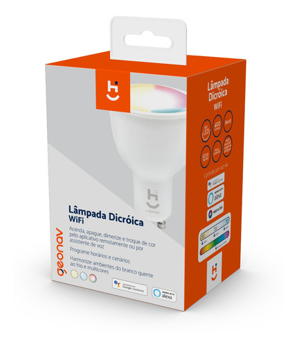 Lâmpada Wifi Inteligente Rgb+w Dicróica (branco Quente E Fri