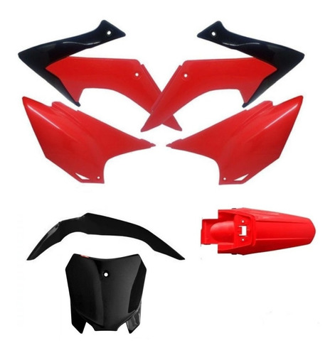 Kit Plástico Crf230 2015 2017 Avtec Vermelho Preto + Plate