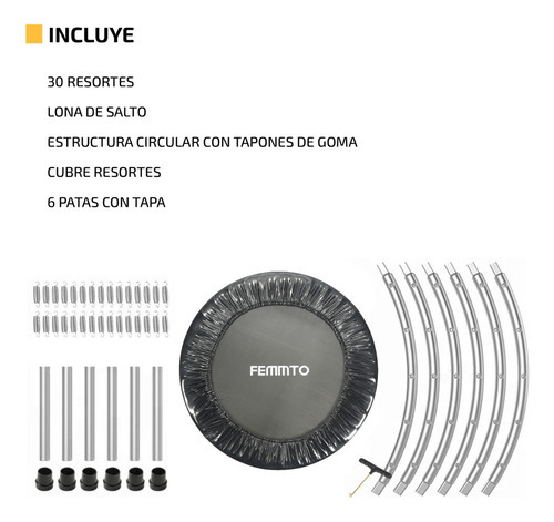 Imagen 4 de 5 de Mini Trampolin Cama Elastica Negro - 1 Mts Profesional