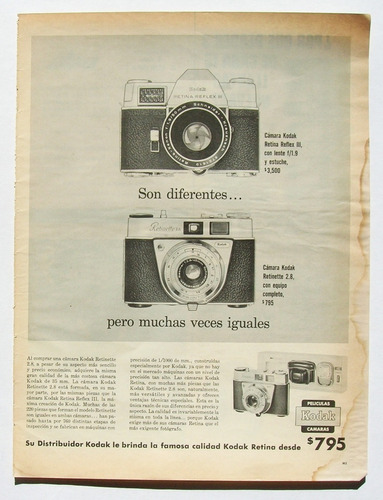 Camara Kodak Publicidad Antigua Mexicana De 1962, Papel