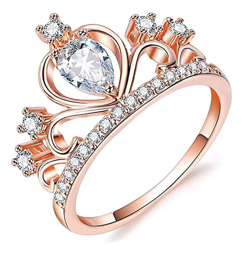 Bluepistil Anillo De Corona Para Mujer, Diseño De Princesa, 