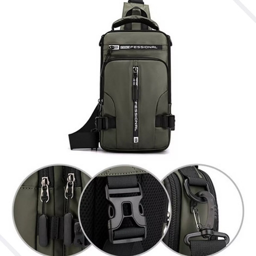 Bolsa De Peito Transversal 18gate Professional Oxford, Usb Acambamento Dos Ferragens Preta Cor Preta Correia De Ombro Preta Desenho Do Tecido Liso