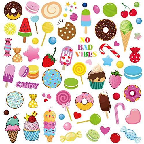 Pegatinas De Pared Helado Y Donut, 136 Colores Variados