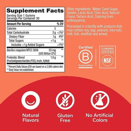 Imagen 7 de 7 de Olly - Gomitas De Probióticos + Prebióticos Que Apoyan La Salud Digestiva E Intestinal, 500 Millones De Unidades Formadoras De Colonias, Fibra, Suplemento Masticable Para Adultos, Hombres Y Mujeres, S